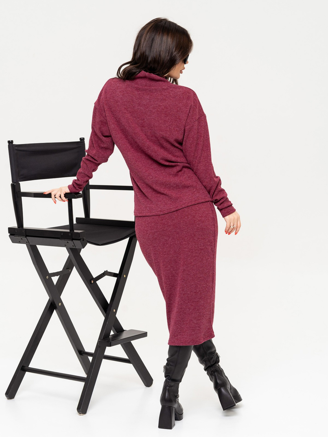 Повседневный костюм ISSA Plus модель 13651_burgundy Фото