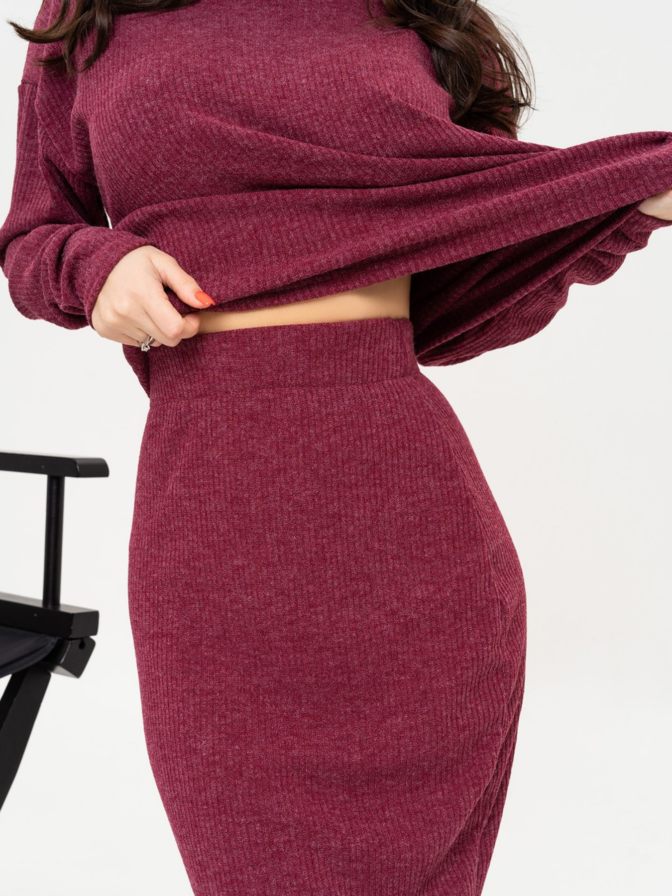 Повседневный костюм ISSA Plus модель 13651_burgundy Фото