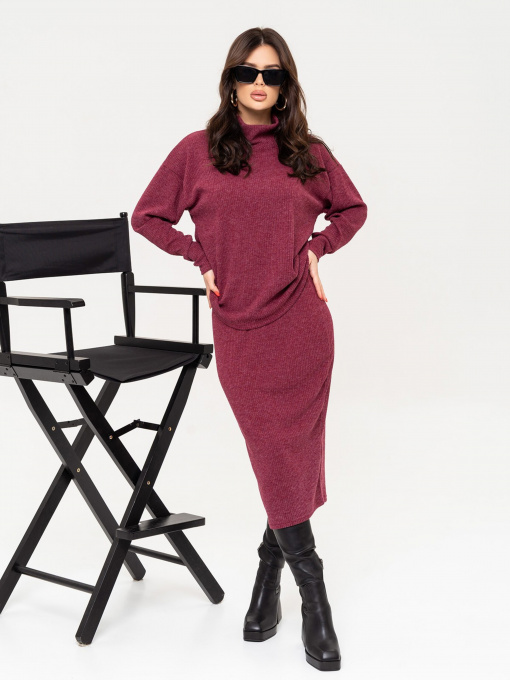 Повседневный костюм ISSA Plus модель 13651_burgundy Фото