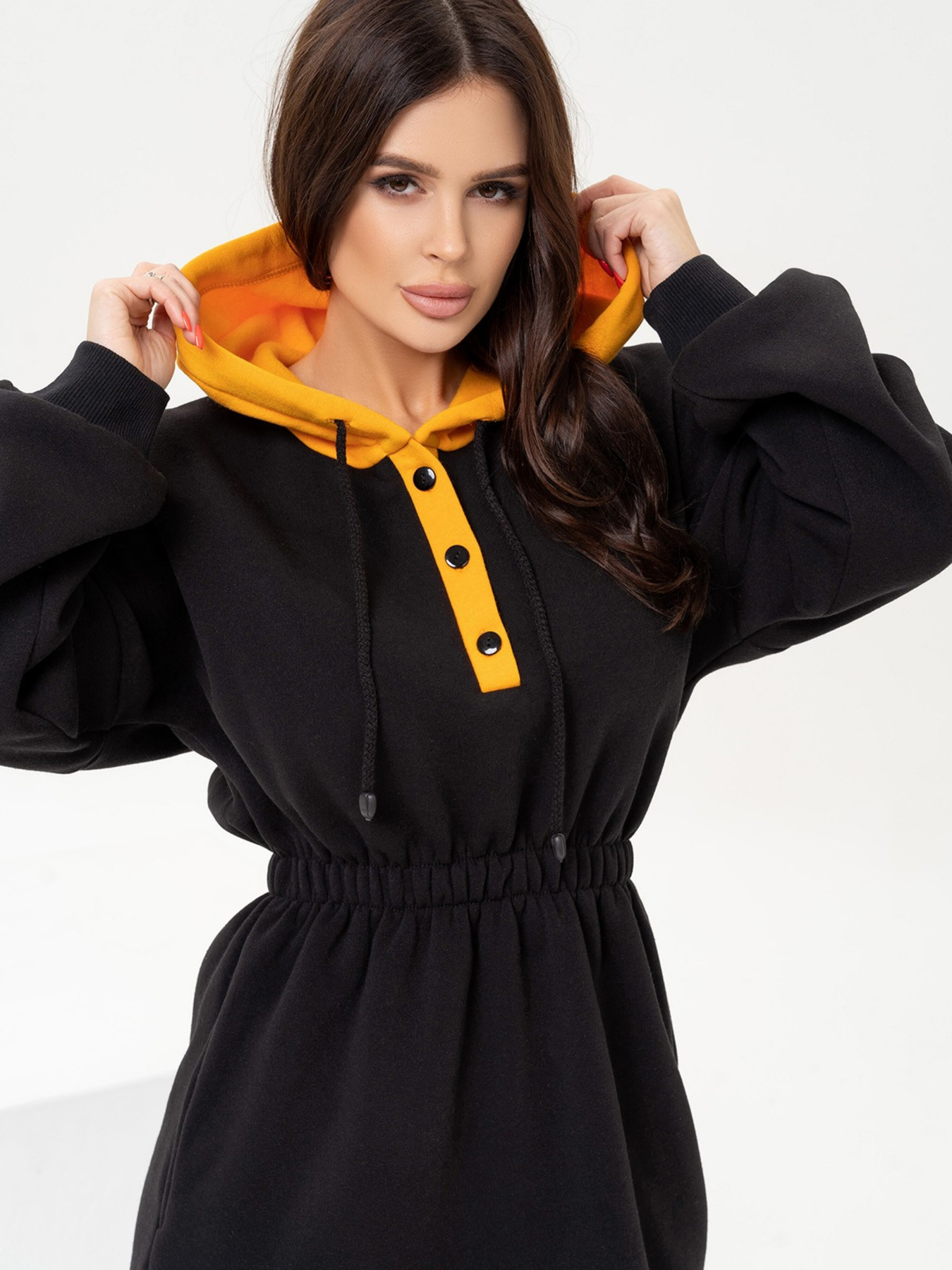 Платье миди ISSA Plus модель 13654_blackmustard Фото