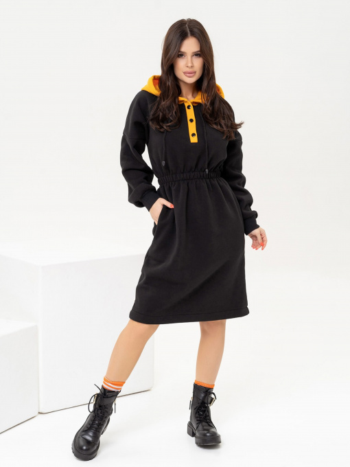 Сукня міді ISSA Plus модель 13654_blackmustard Фото