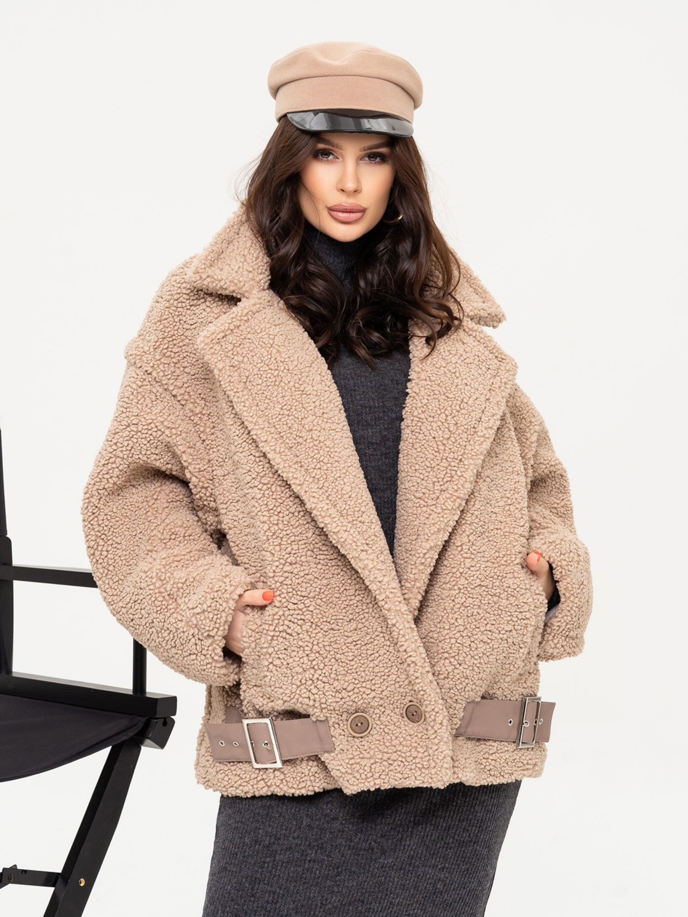 Шуба ISSA Plus модель 13655_beige Шуба ISSA Plus модель 13655_beige Фото