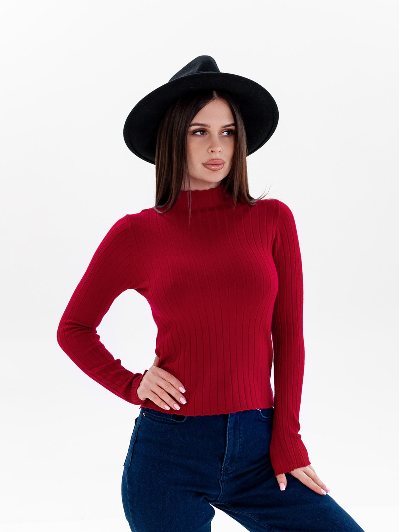 Водолазка ISSA Plus модель WN20-329_burgundy Фото