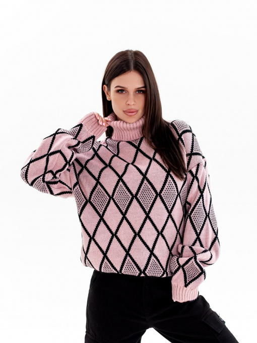 Свитер ISSA Plus модель WN20-365_pinkblack Фото