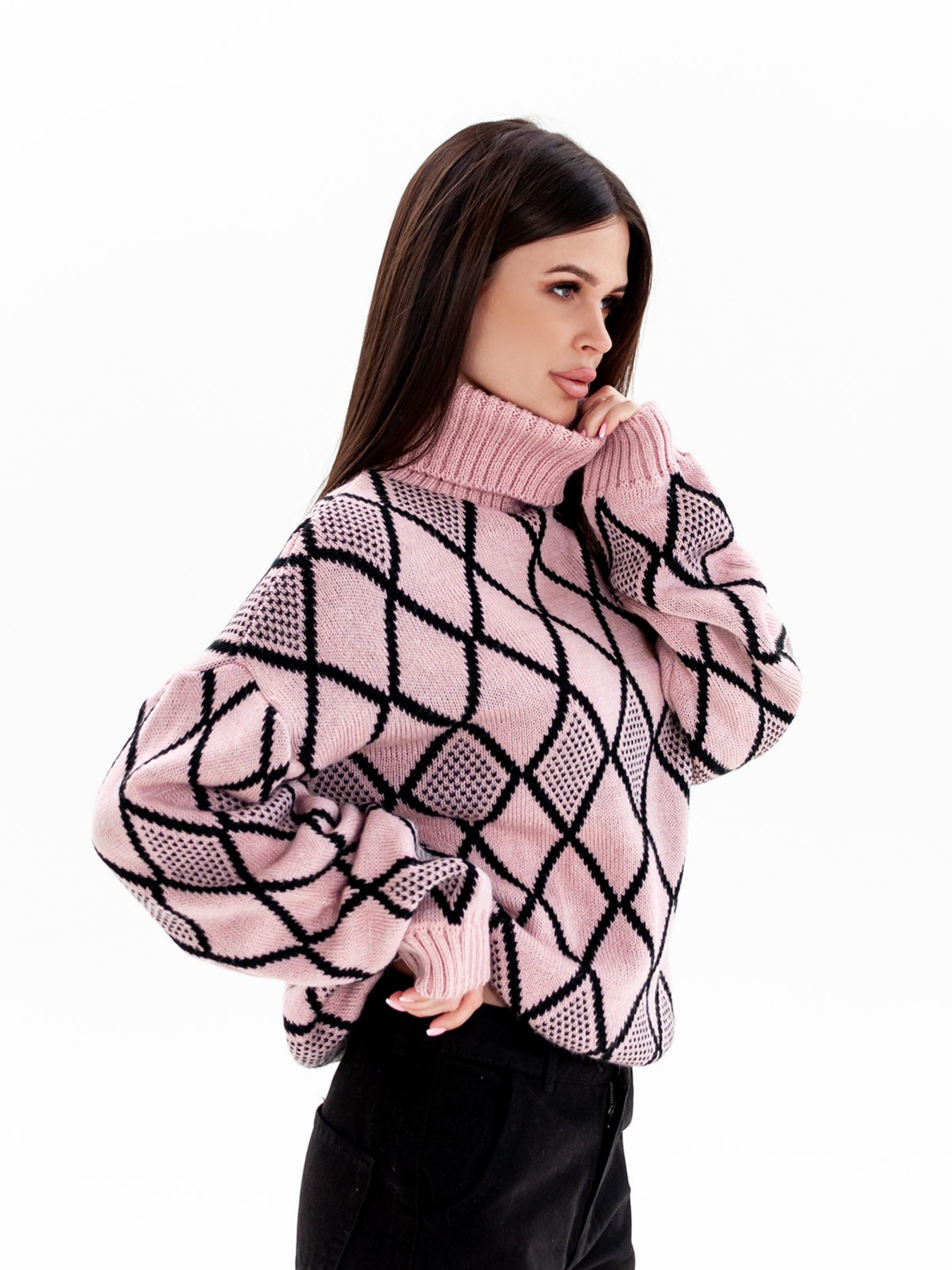 Светр ISSA Plus модель WN20-365_pinkblack Фото