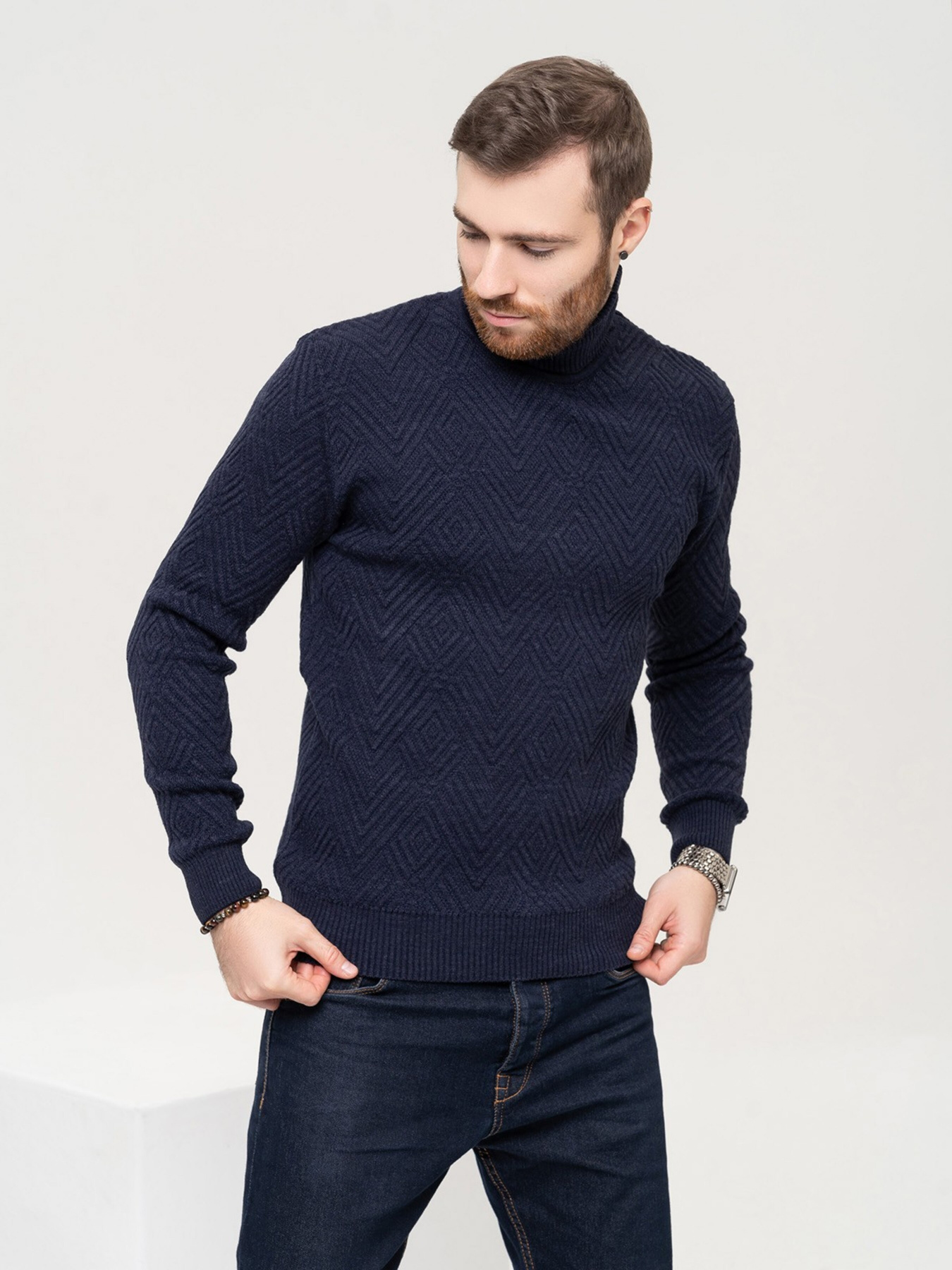 Свитер ISSA Plus модель GN4-87_darkblue Фото