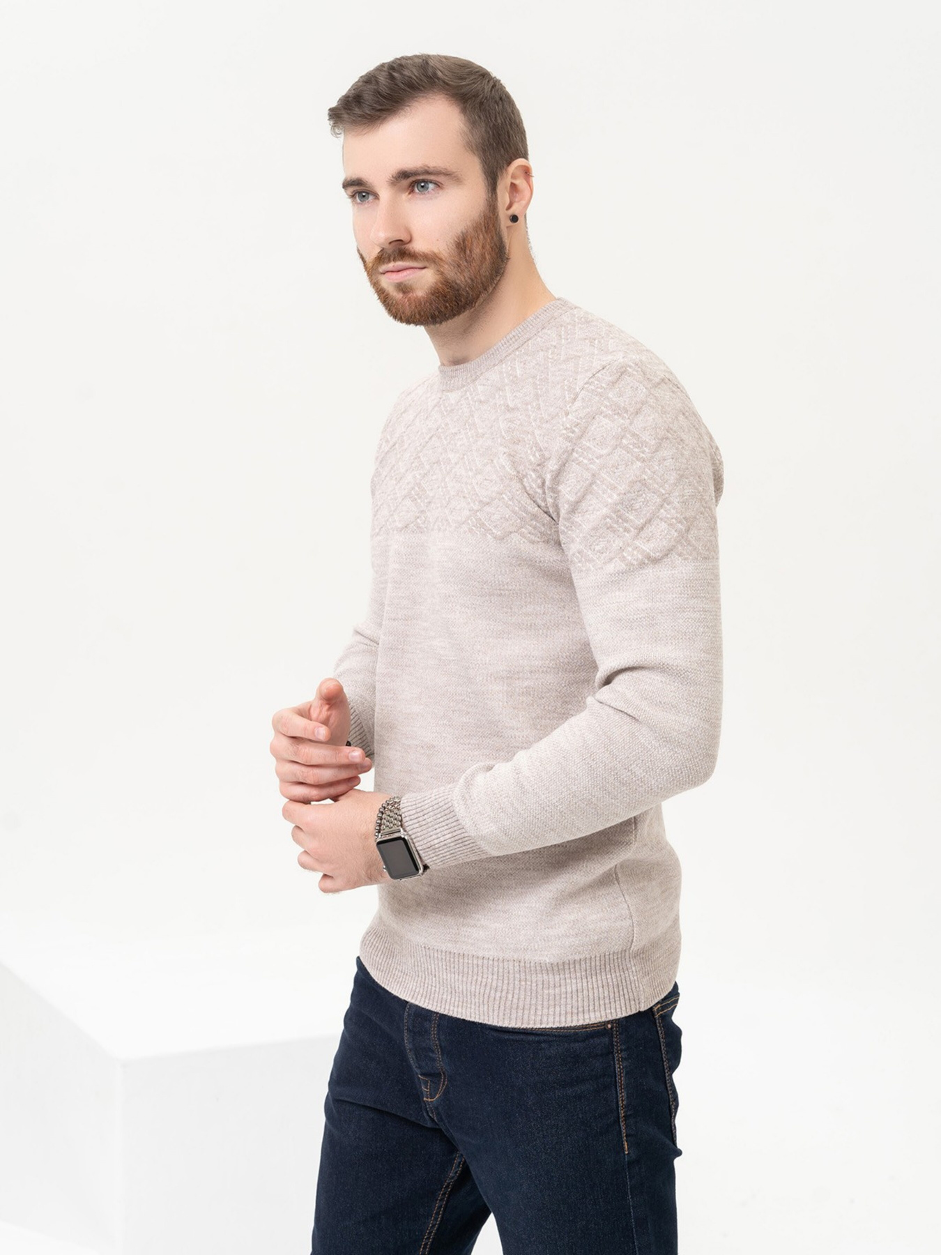 Джемпер ISSA Plus модель GN4-88_beige Джемпер ISSA Plus модель GN4-88_beige Фото