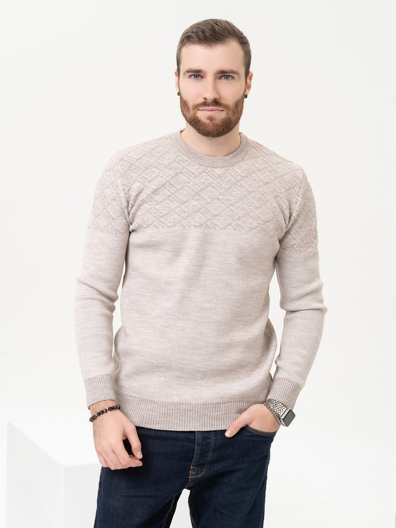 Джемпер ISSA Plus модель GN4-88_beige Джемпер ISSA Plus модель GN4-88_beige Фото