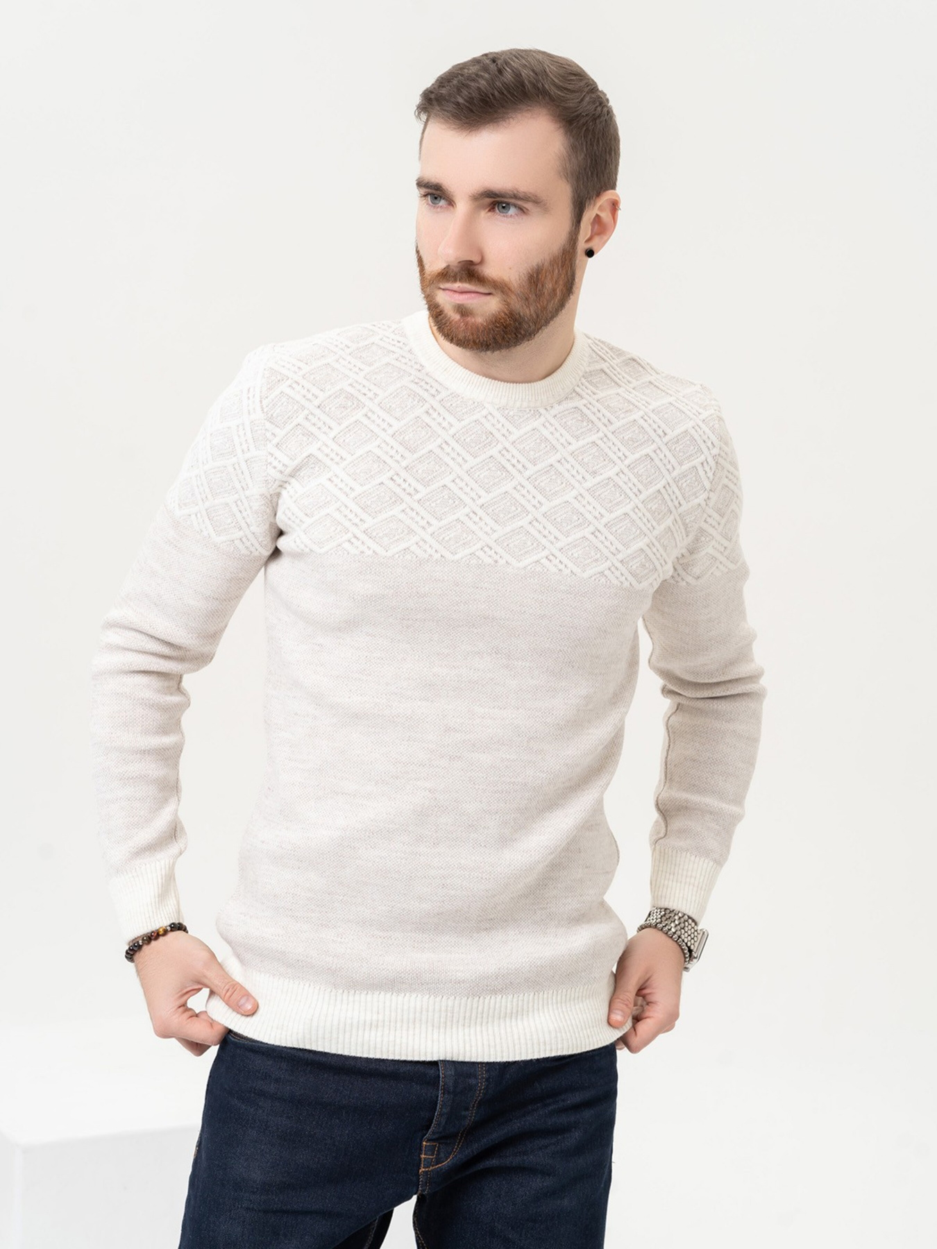 Джемпер ISSA Plus модель GN4-88_lightbeige Фото