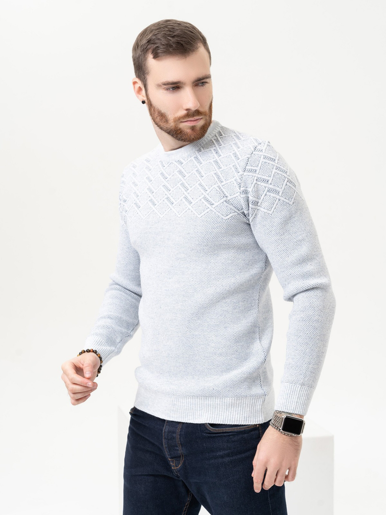 Джемпер ISSA Plus модель GN4-89_lightblue Фото