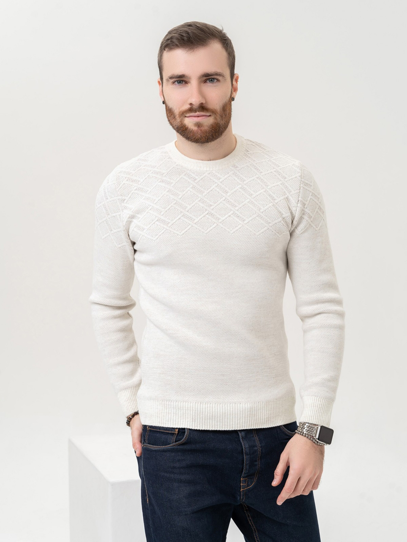 Джемпер ISSA Plus модель GN4-89_lightbeige Фото