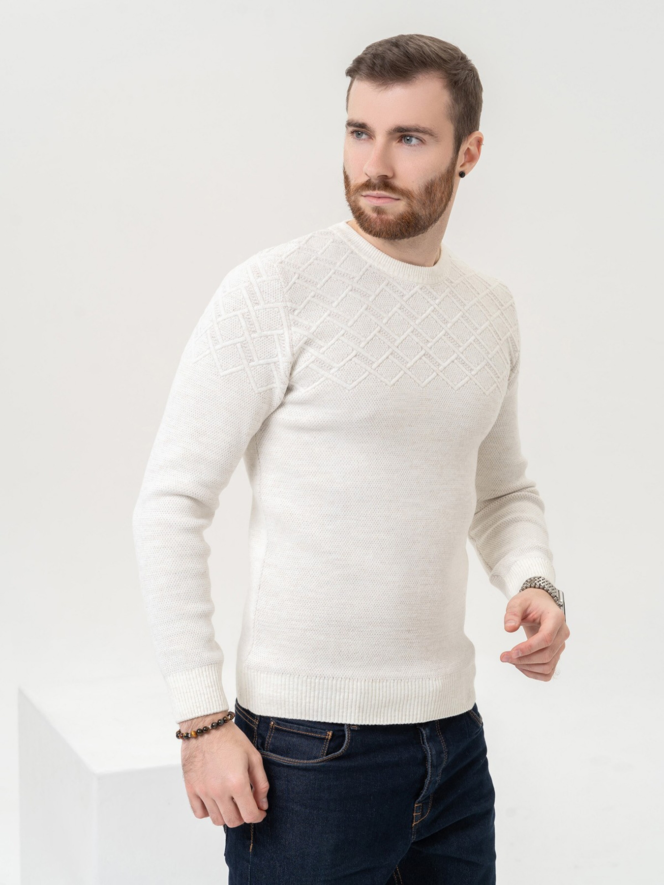 Джемпер ISSA Plus модель GN4-89_lightbeige Фото