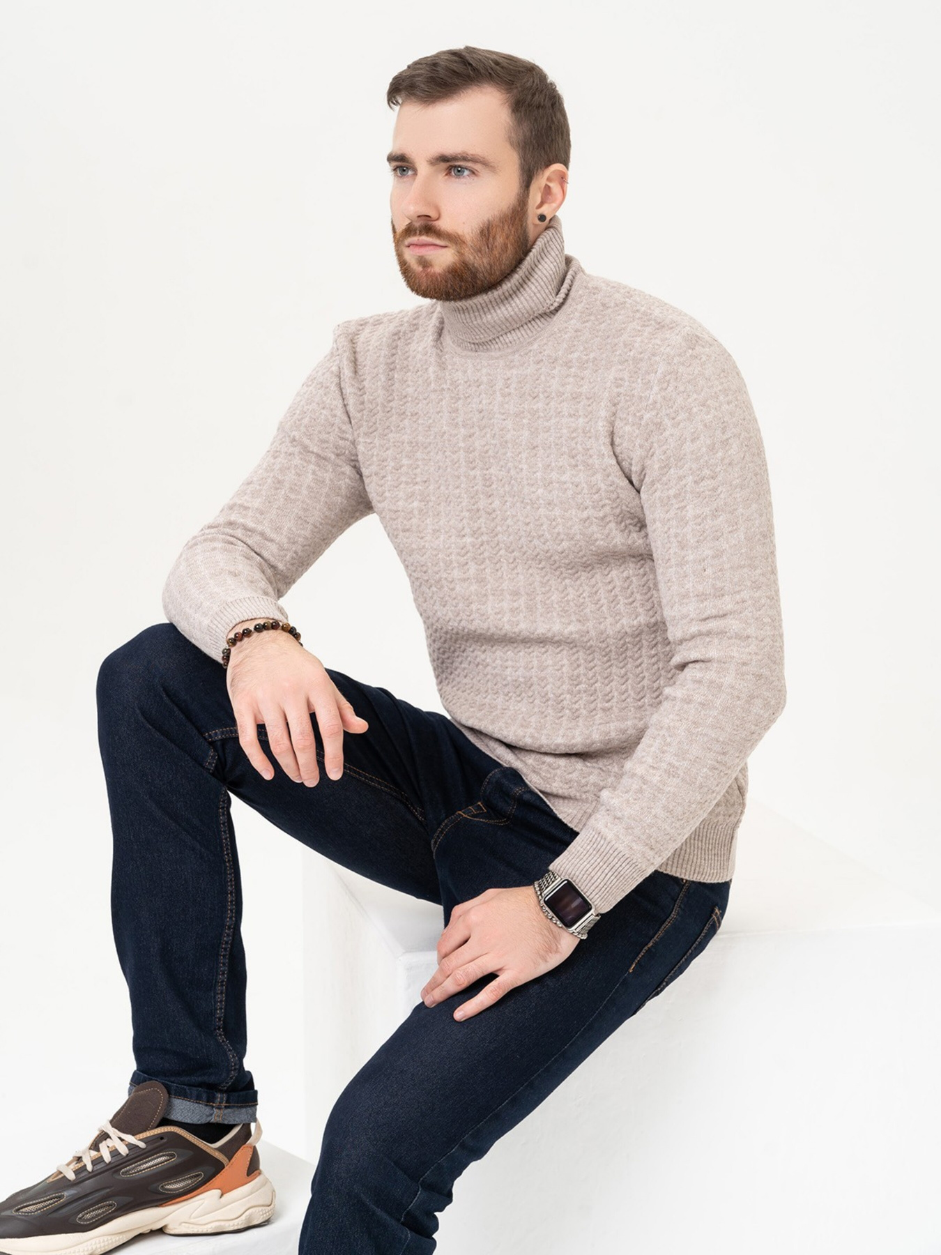 Свитер ISSA Plus модель GN4-90_beige Фото