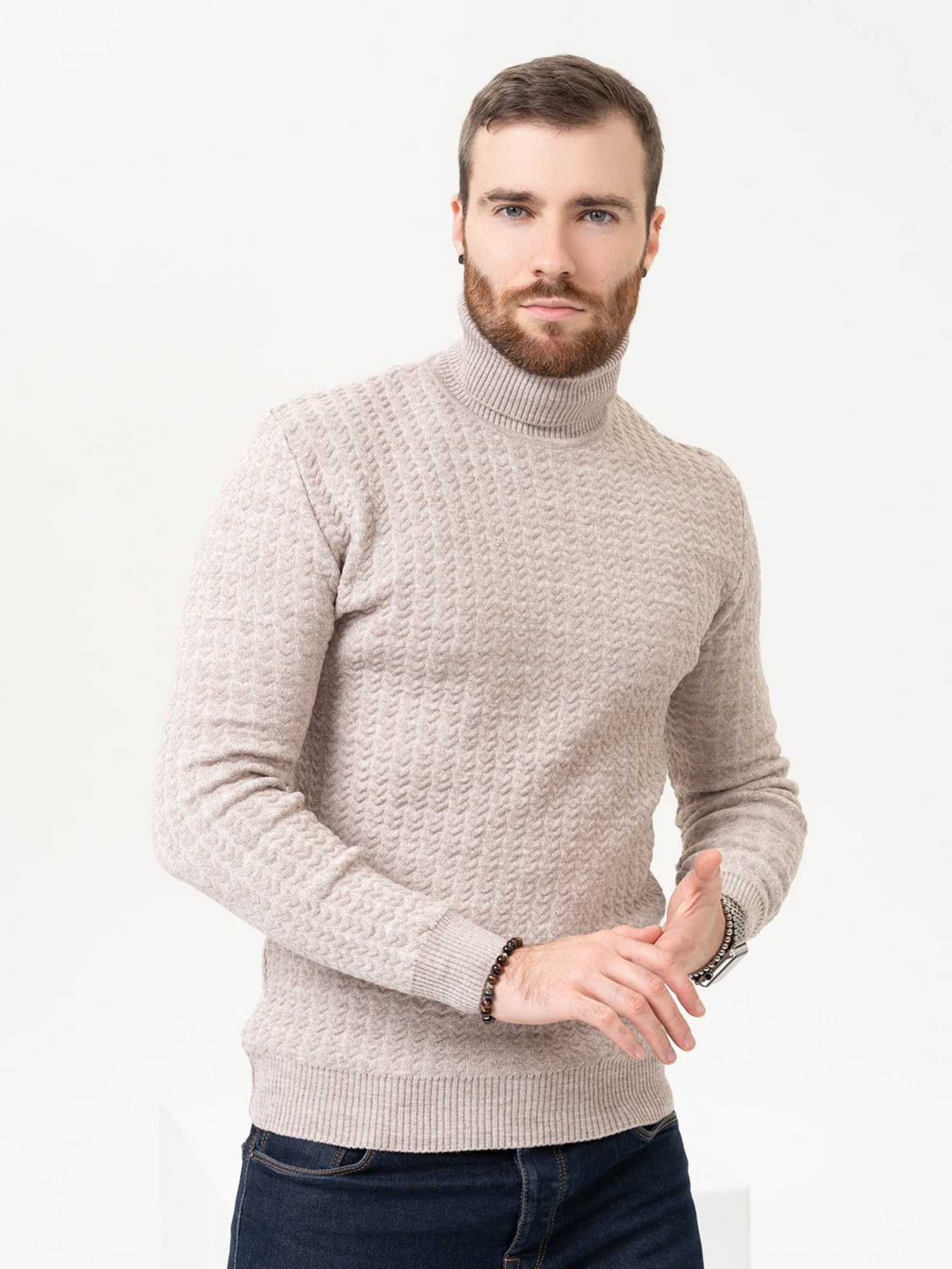 Свитер ISSA Plus модель GN4-90_beige Фото