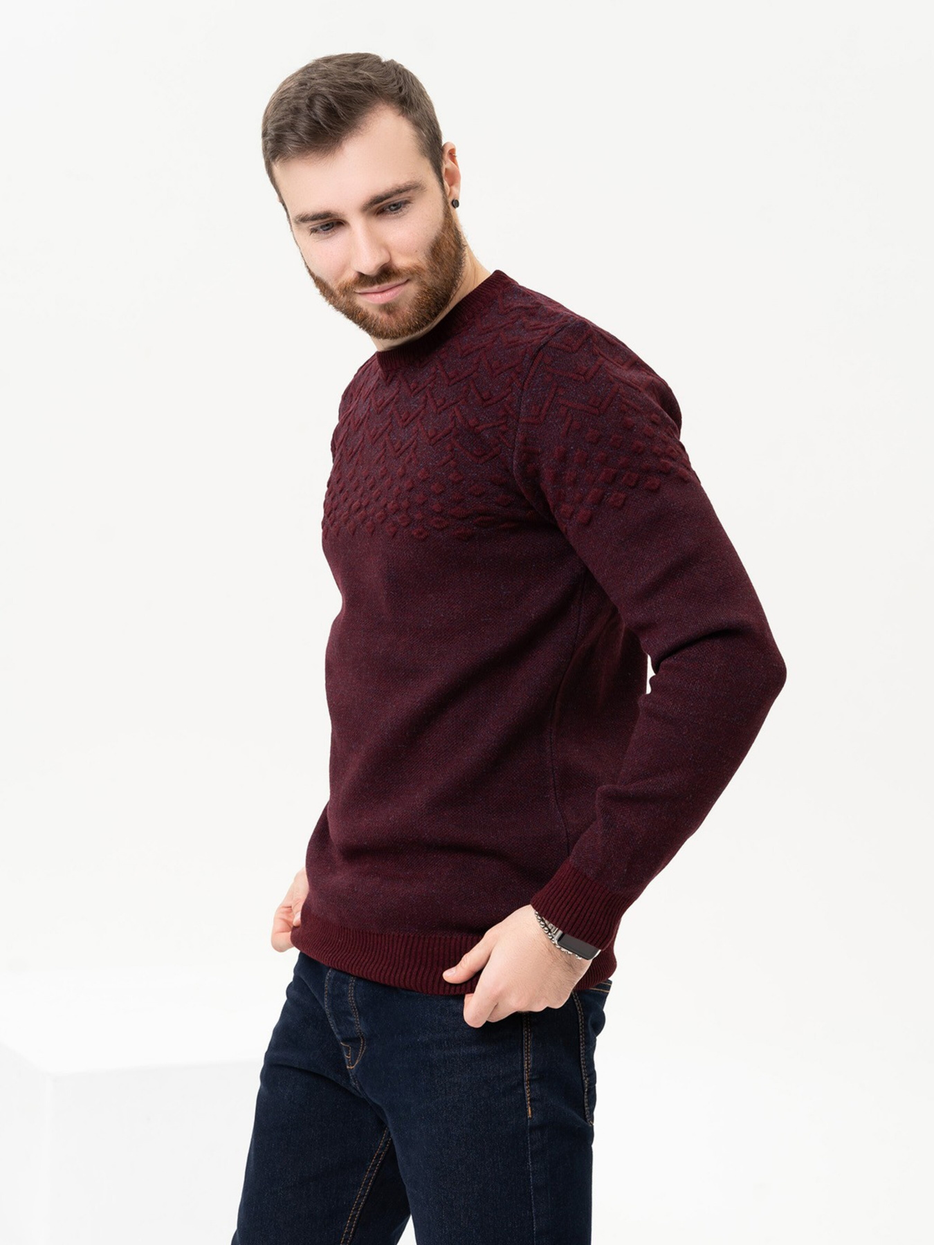 Джемпер ISSA Plus модель GN4-91_burgundy Джемпер ISSA Plus модель GN4-91_burgundy Фото