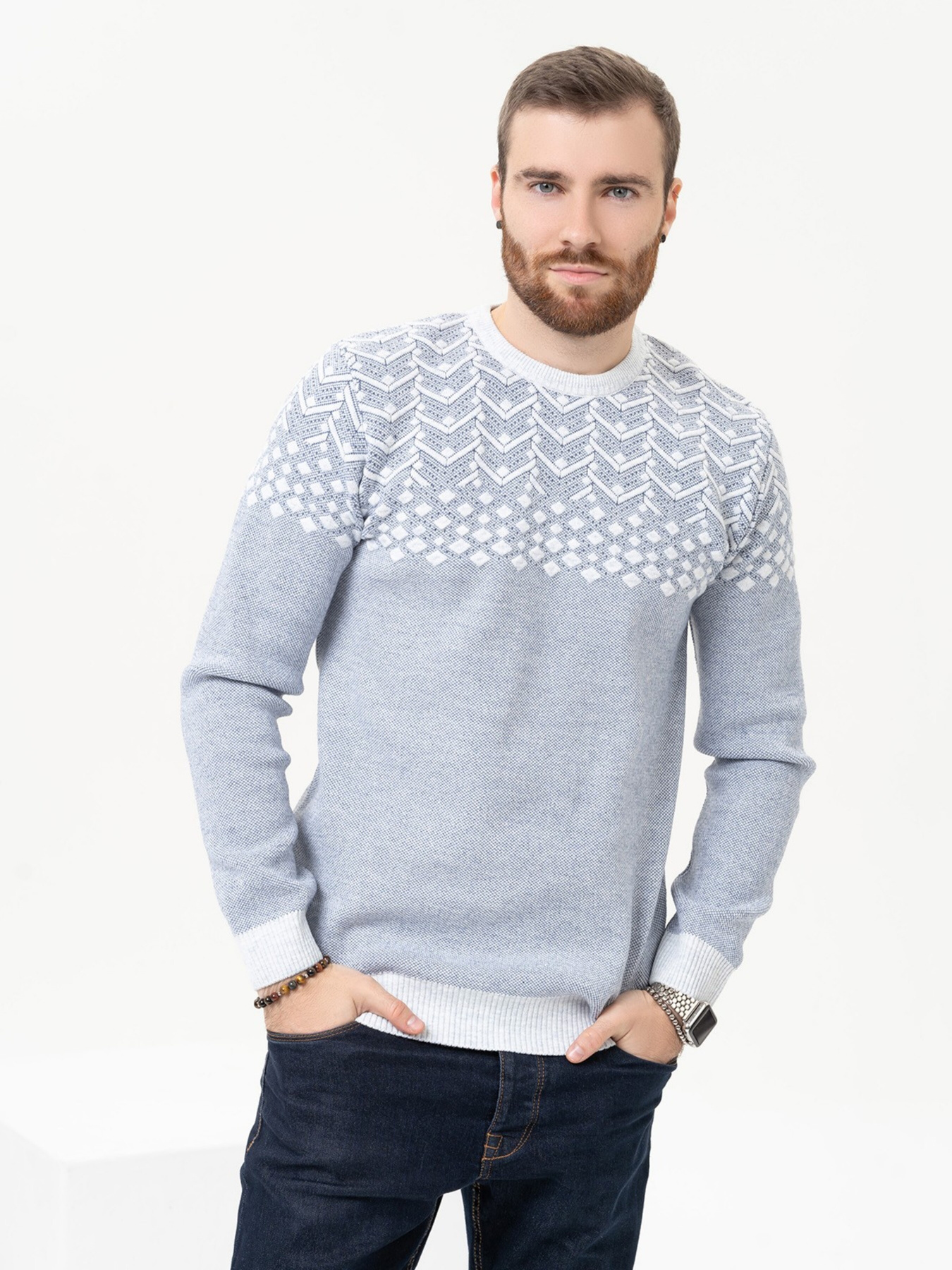 Джемпер ISSA Plus модель GN4-91_lightblue Джемпер ISSA Plus модель GN4-91_lightblue Фото