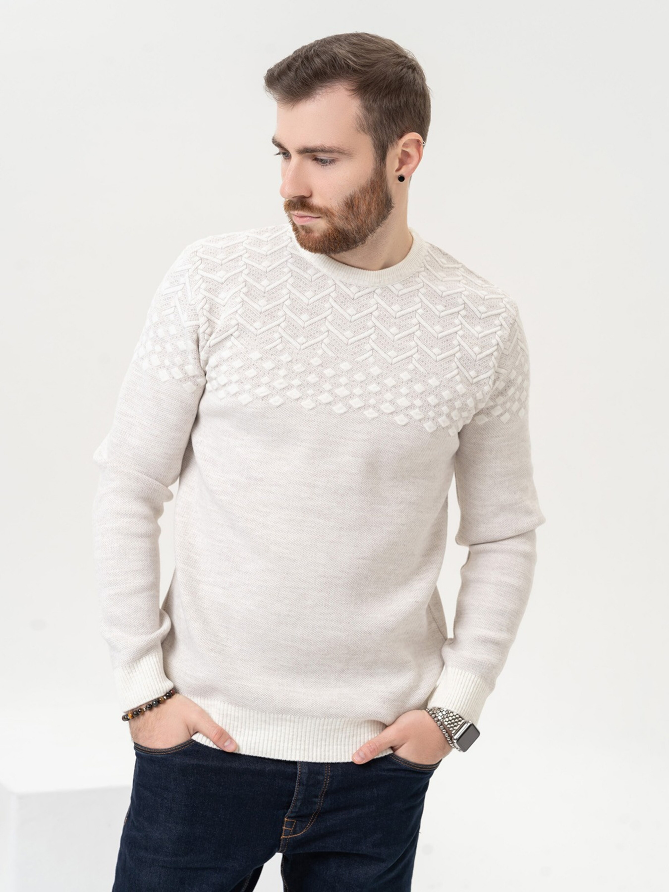 Джемпер ISSA Plus модель GN4-91_lightbeige Джемпер ISSA Plus модель GN4-91_lightbeige Фото