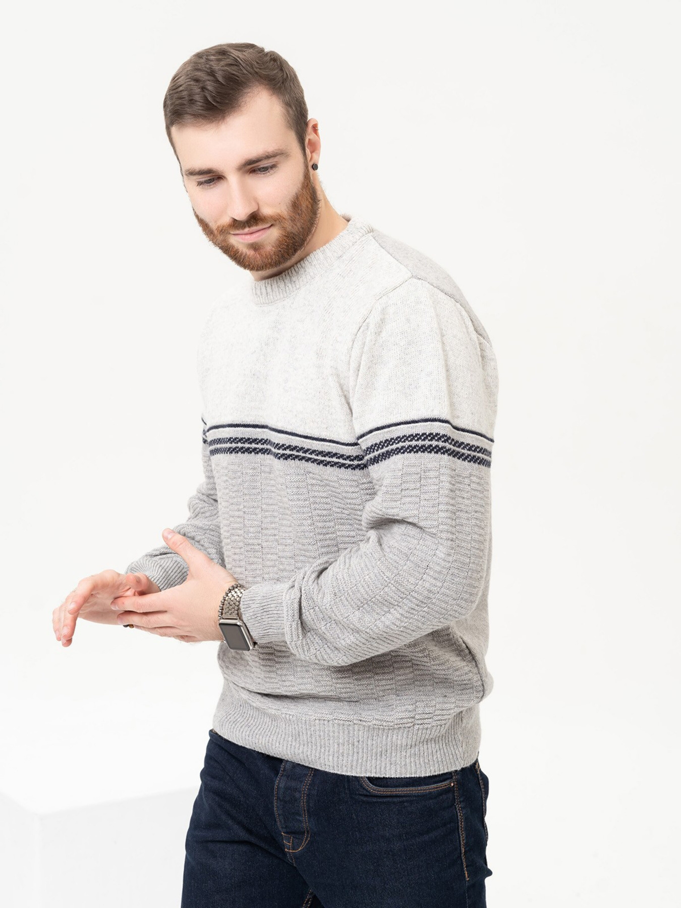 Джемпер ISSA Plus модель GN4-92_lightgray Фото