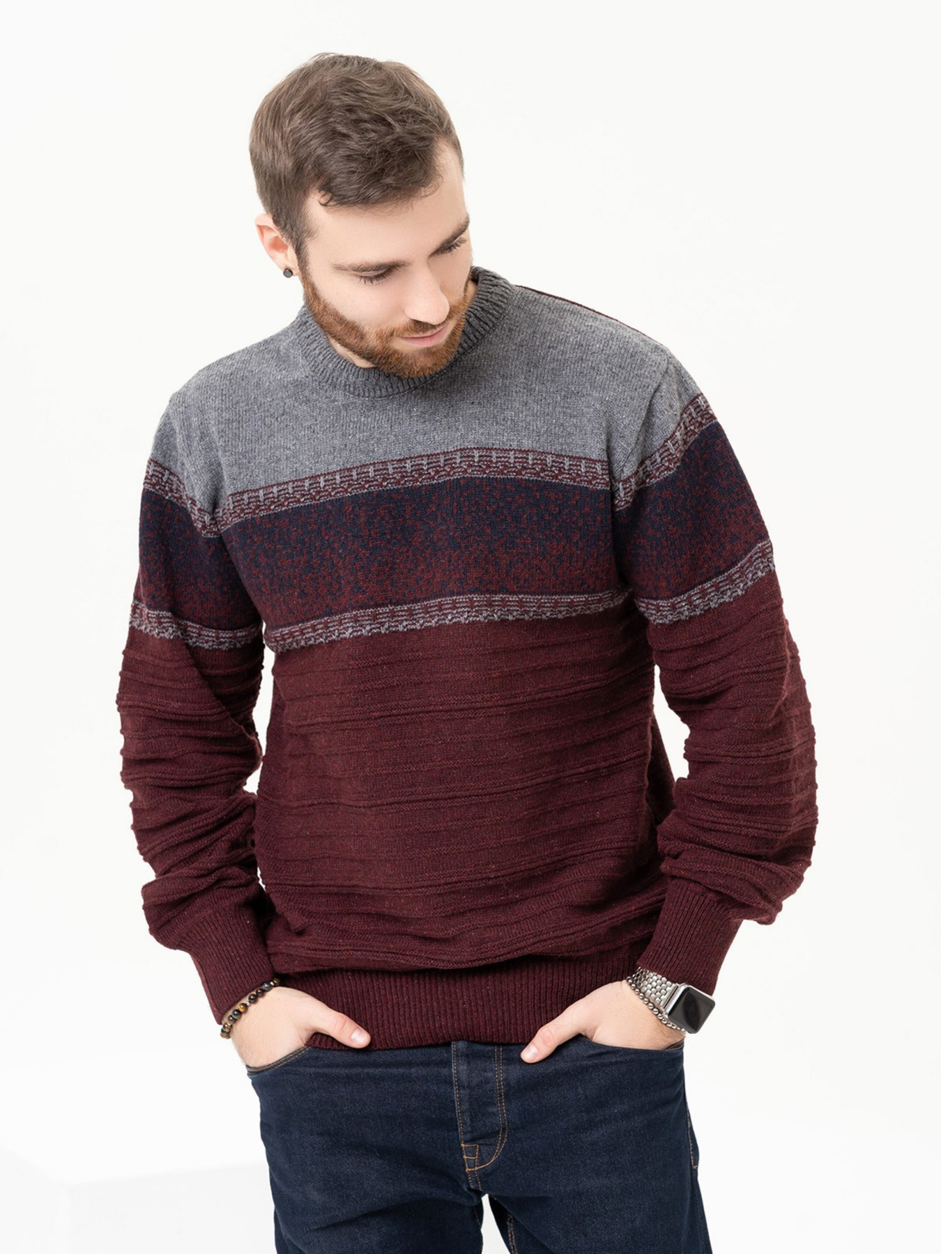 Джемпер ISSA Plus модель GN4-93_burgundy Джемпер ISSA Plus модель GN4-93_burgundy Фото