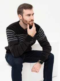 Джемпер ISSA Plus модель GN4-95_black Джемпер ISSA Plus модель GN4-95_black Фото