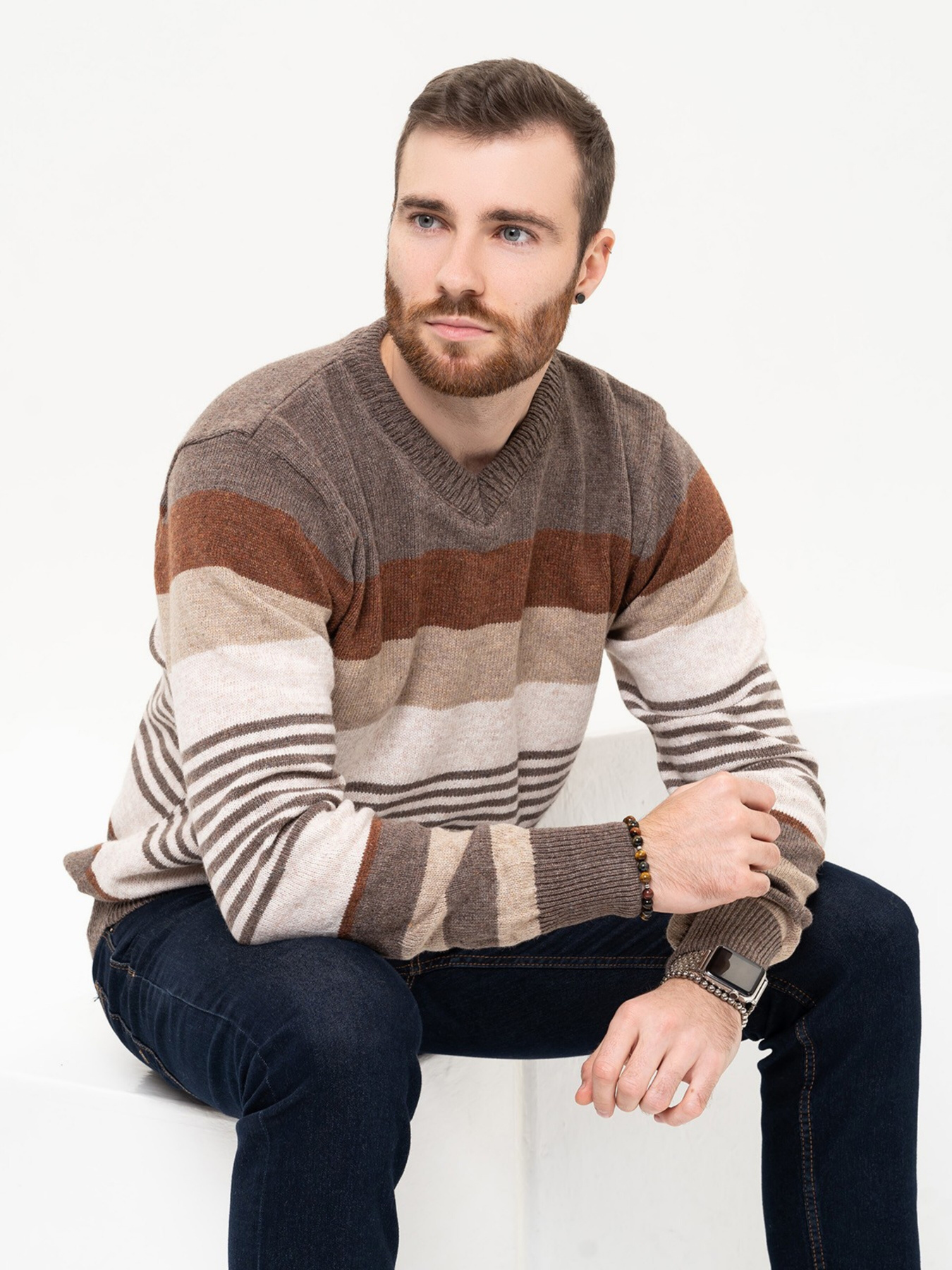 Джемпер ISSA Plus модель GN4-96_brown Джемпер ISSA Plus модель GN4-96_brown Фото