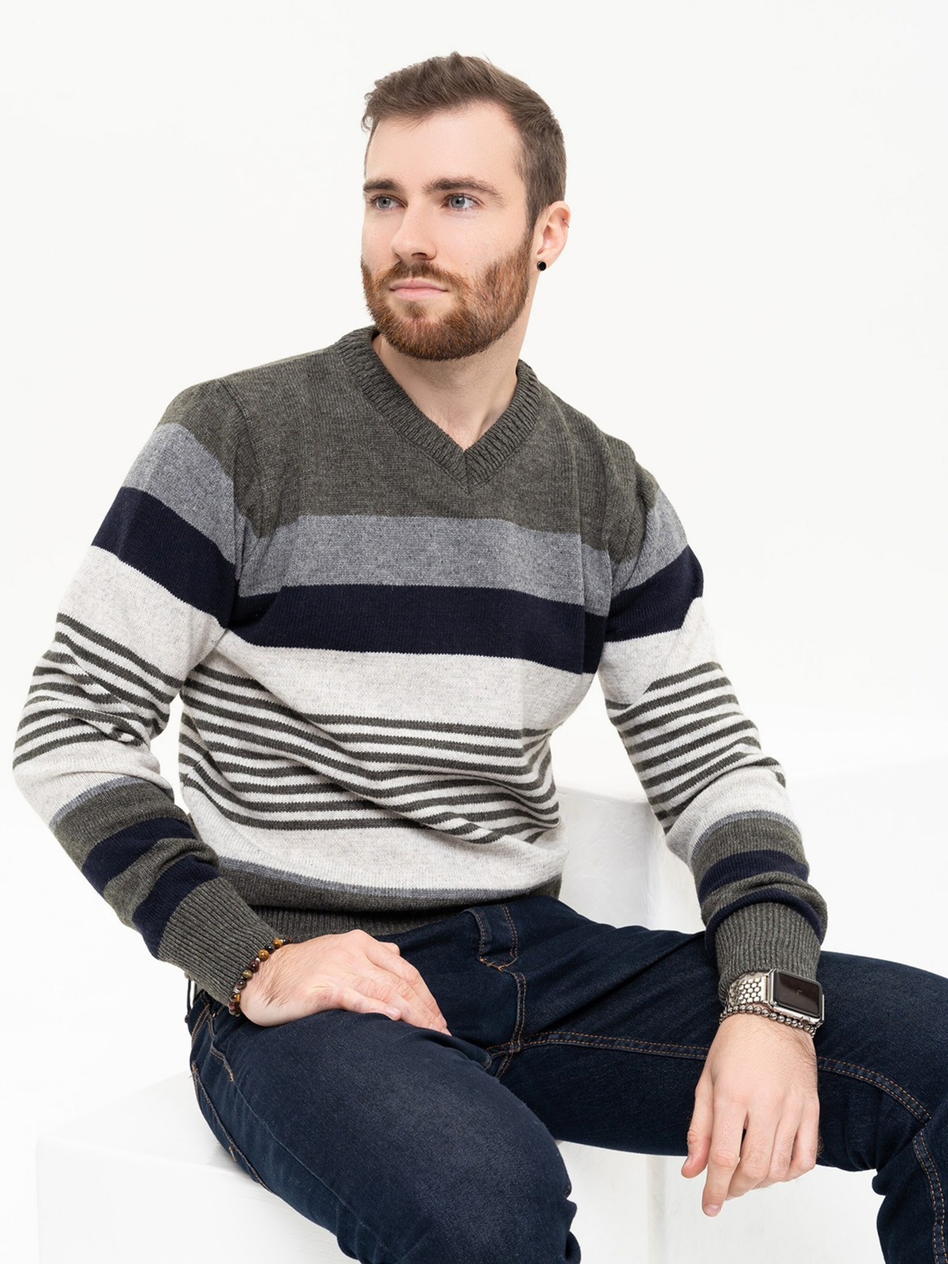 Джемпер ISSA Plus модель GN4-96_khaki Джемпер ISSA Plus модель GN4-96_khaki Фото