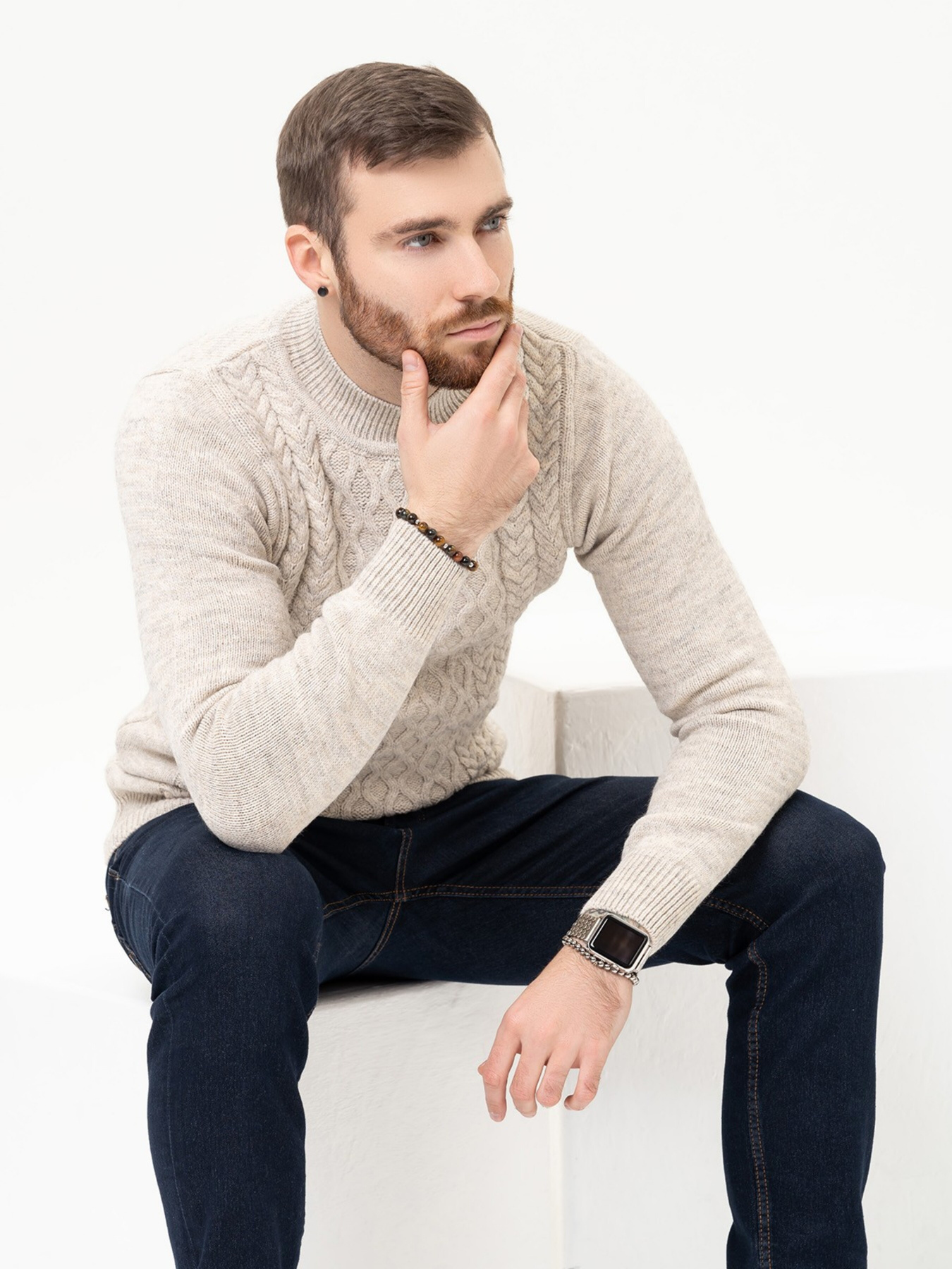 Джемпер ISSA Plus модель GN4-97_beige Фото