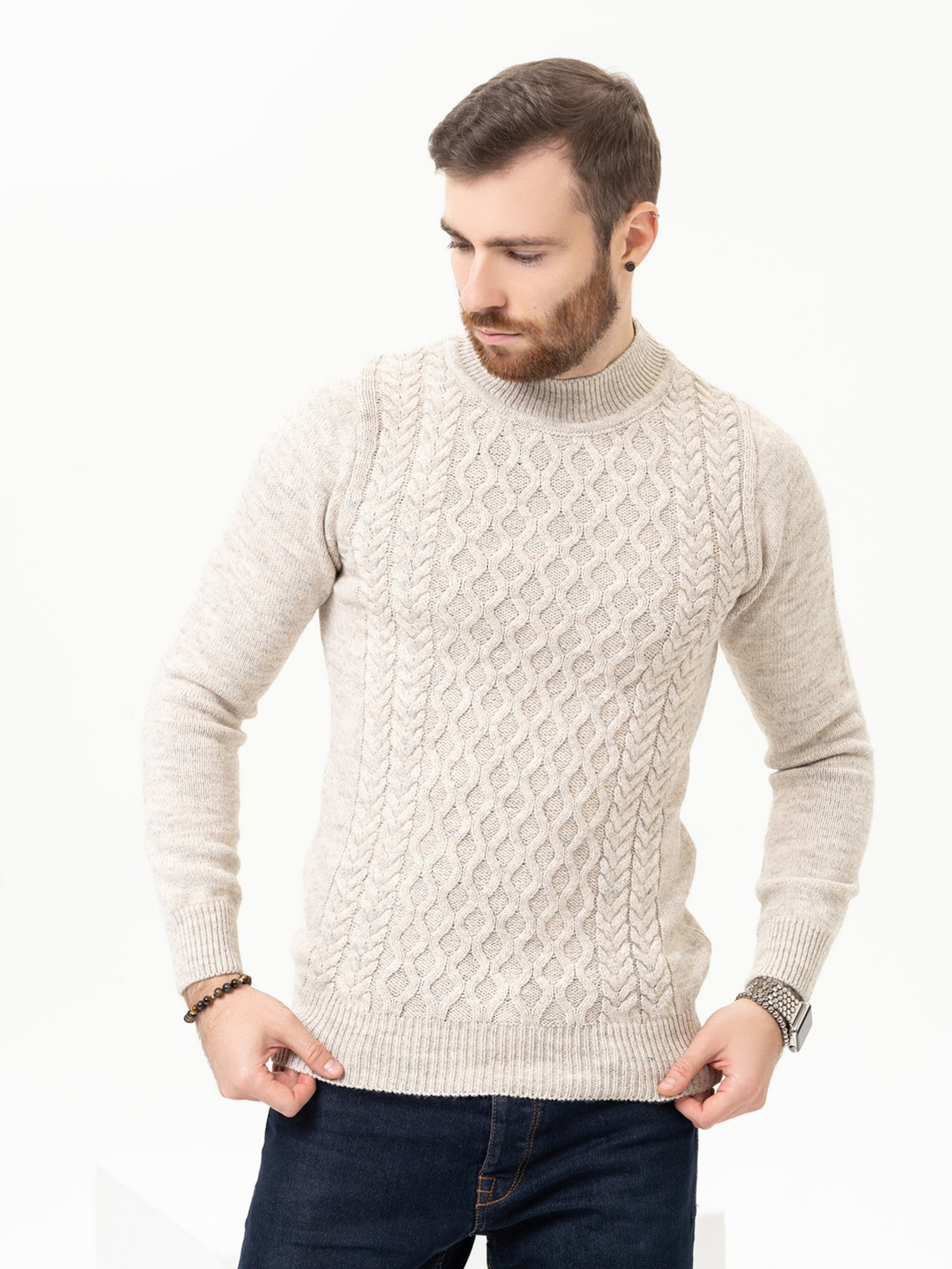 Джемпер ISSA Plus модель GN4-97_beige Джемпер ISSA Plus модель GN4-97_beige Фото