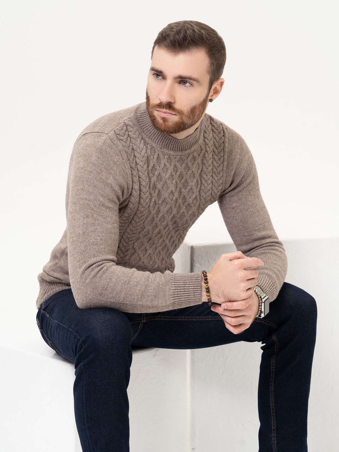 Джемпер ISSA Plus модель GN4-97_brown Фото