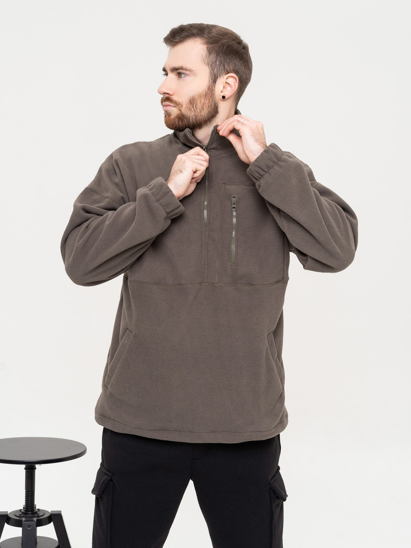 Кофта ISSA Plus модель GN-510_khaki Кофта ISSA Plus модель GN-510_khaki Фото