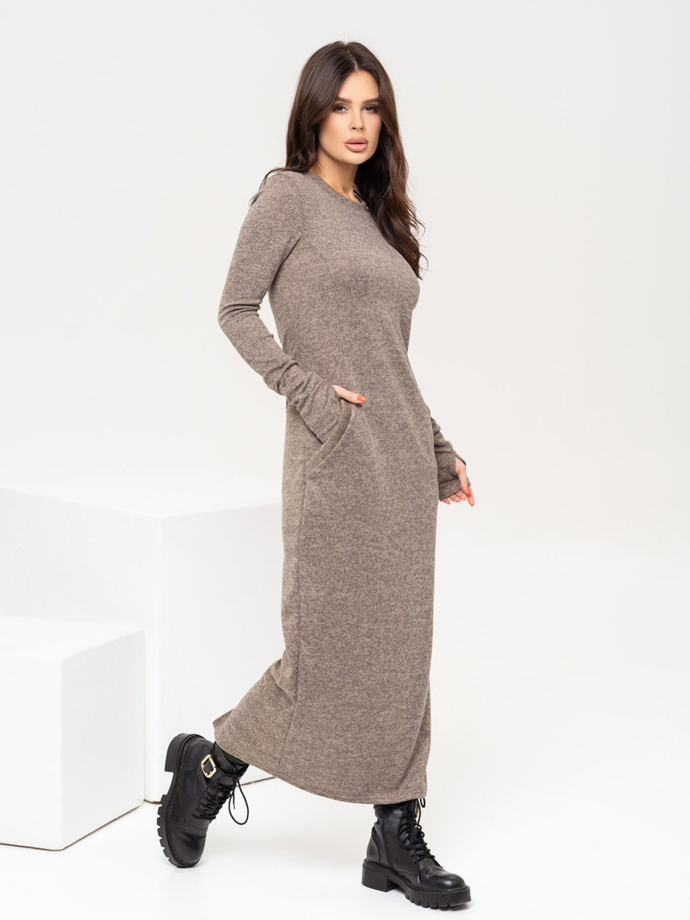 Сукня максі ISSA Plus модель 12105_beige Фото