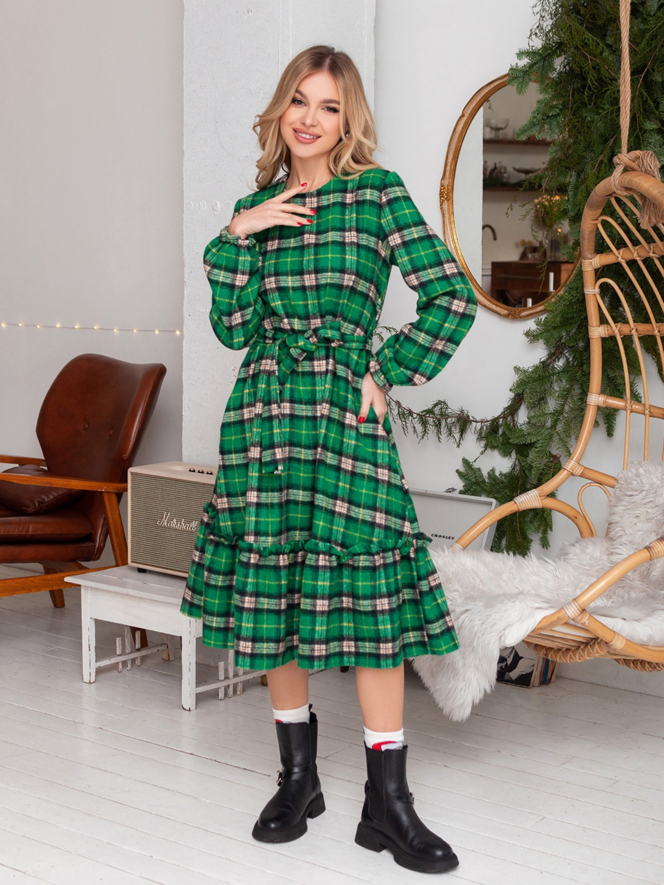 Сукня міді ISSA Plus модель 13671_green Фото