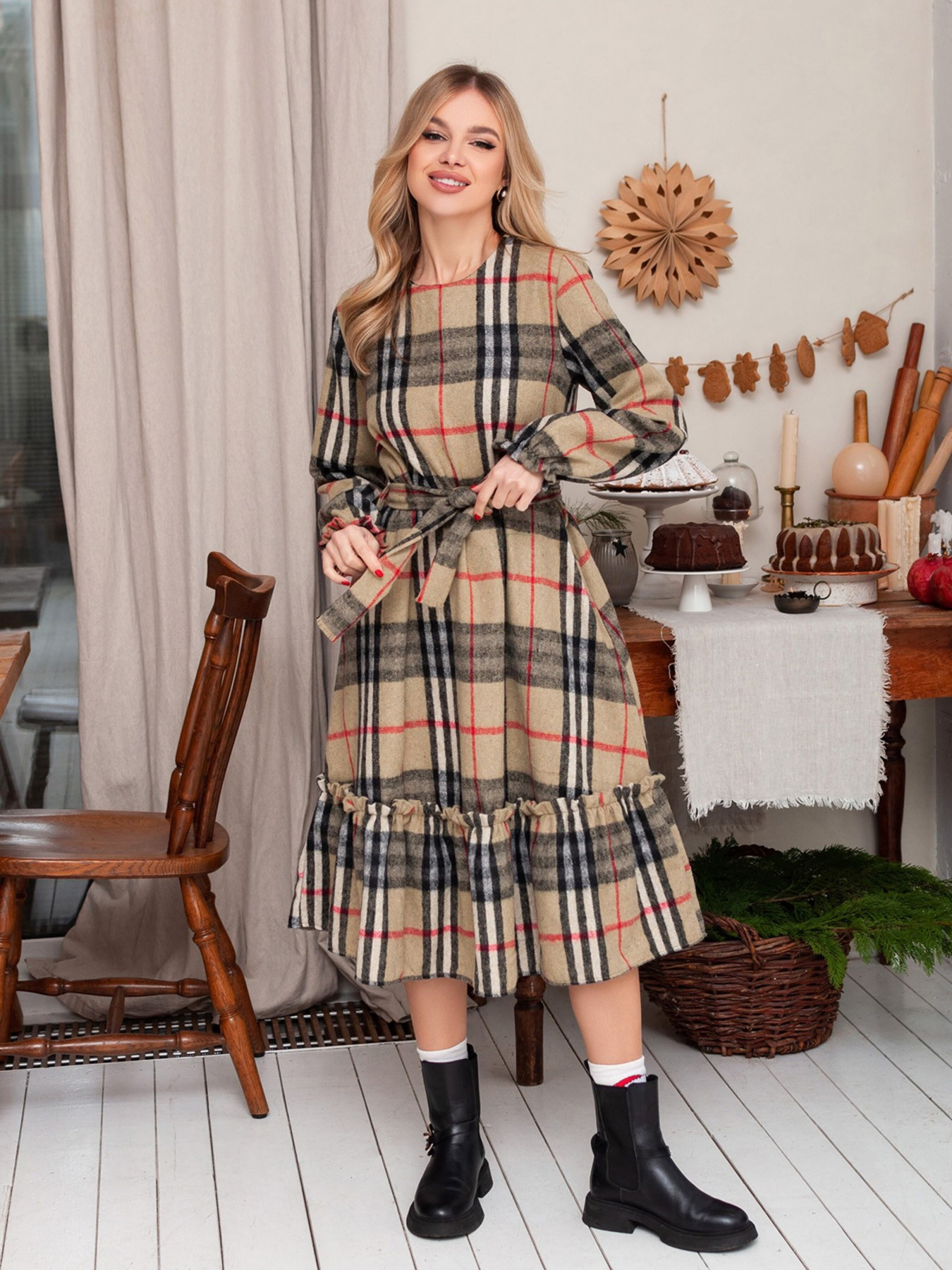 Платье миди ISSA Plus модель 13672_brown Фото