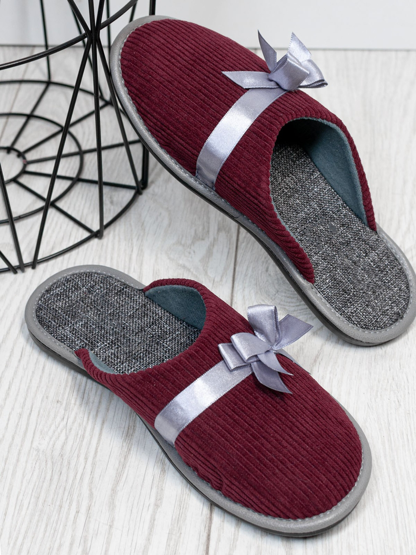 Тапки ISSA Plus модель OB3-17_burgundy Фото