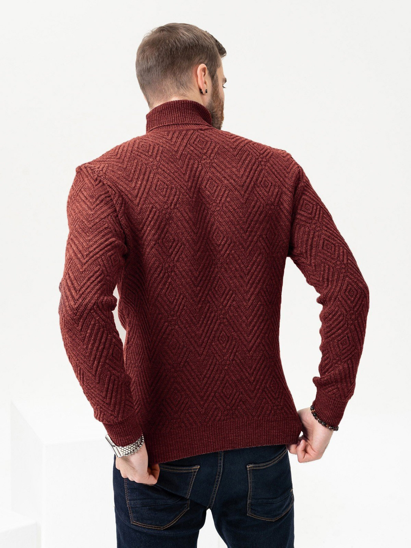 Светр ISSA Plus модель GN4-87_burgundy Фото