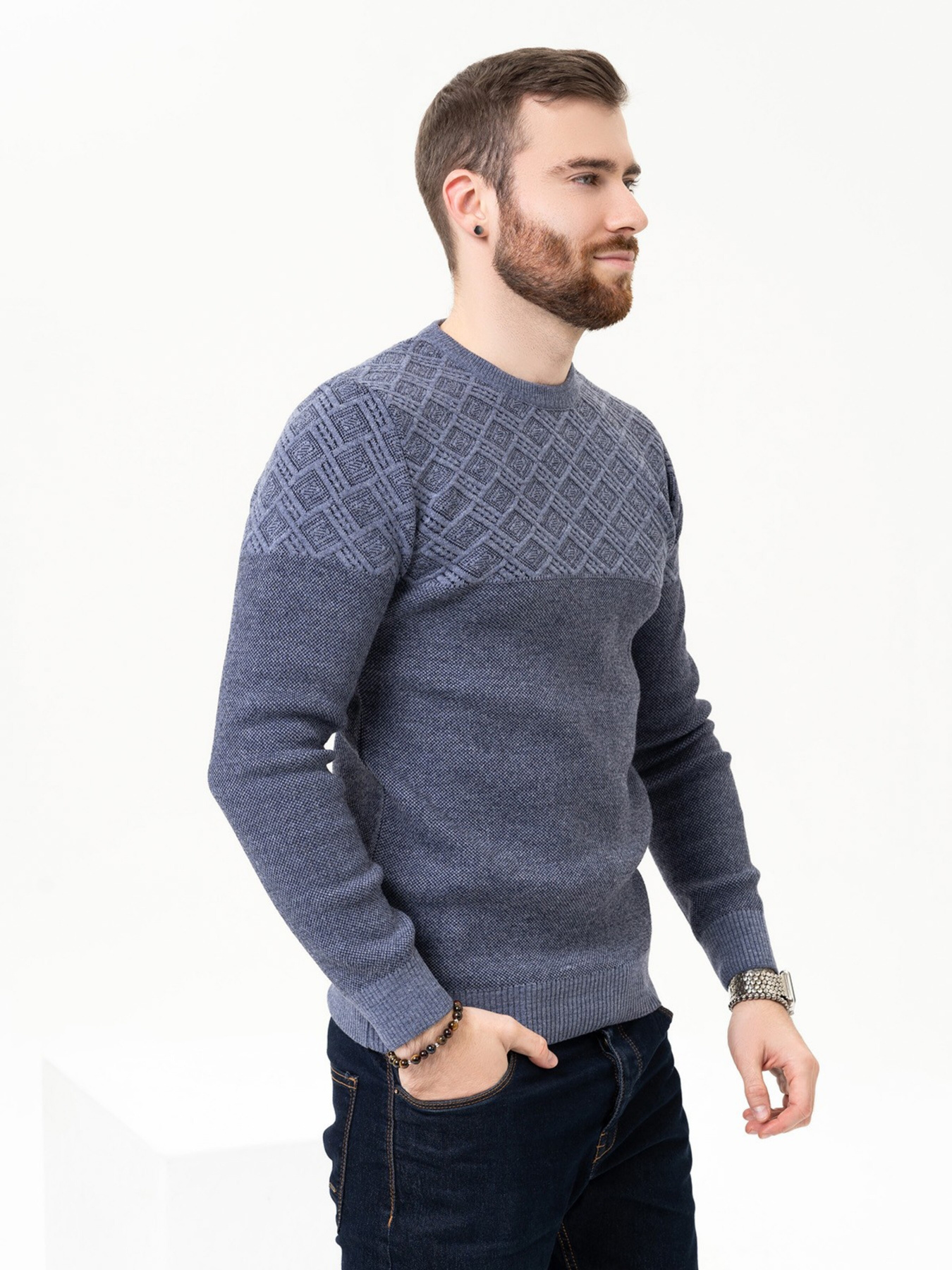 Джемпер ISSA Plus модель GN4-88_blue Фото