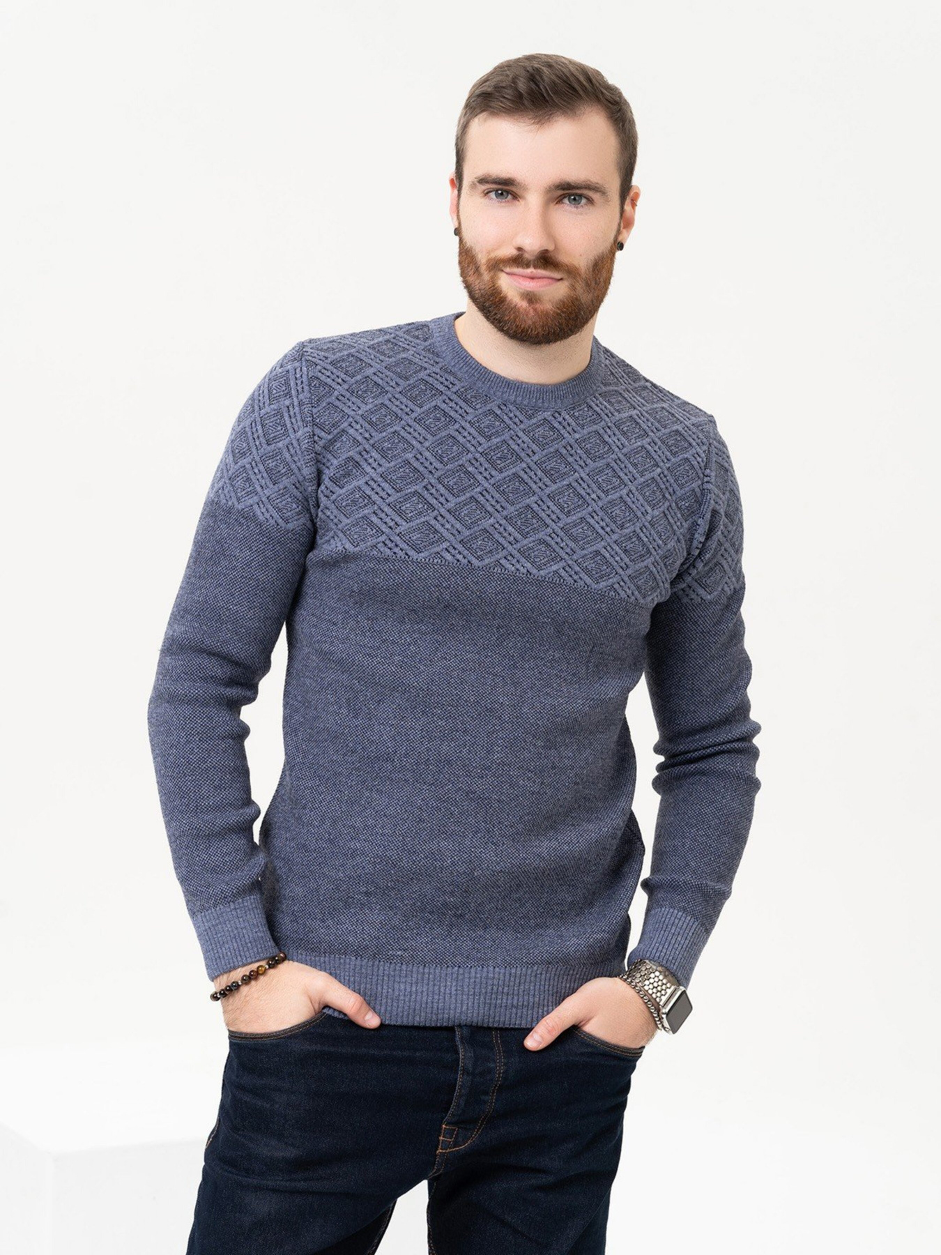 Джемпер ISSA Plus модель GN4-88_blue Фото