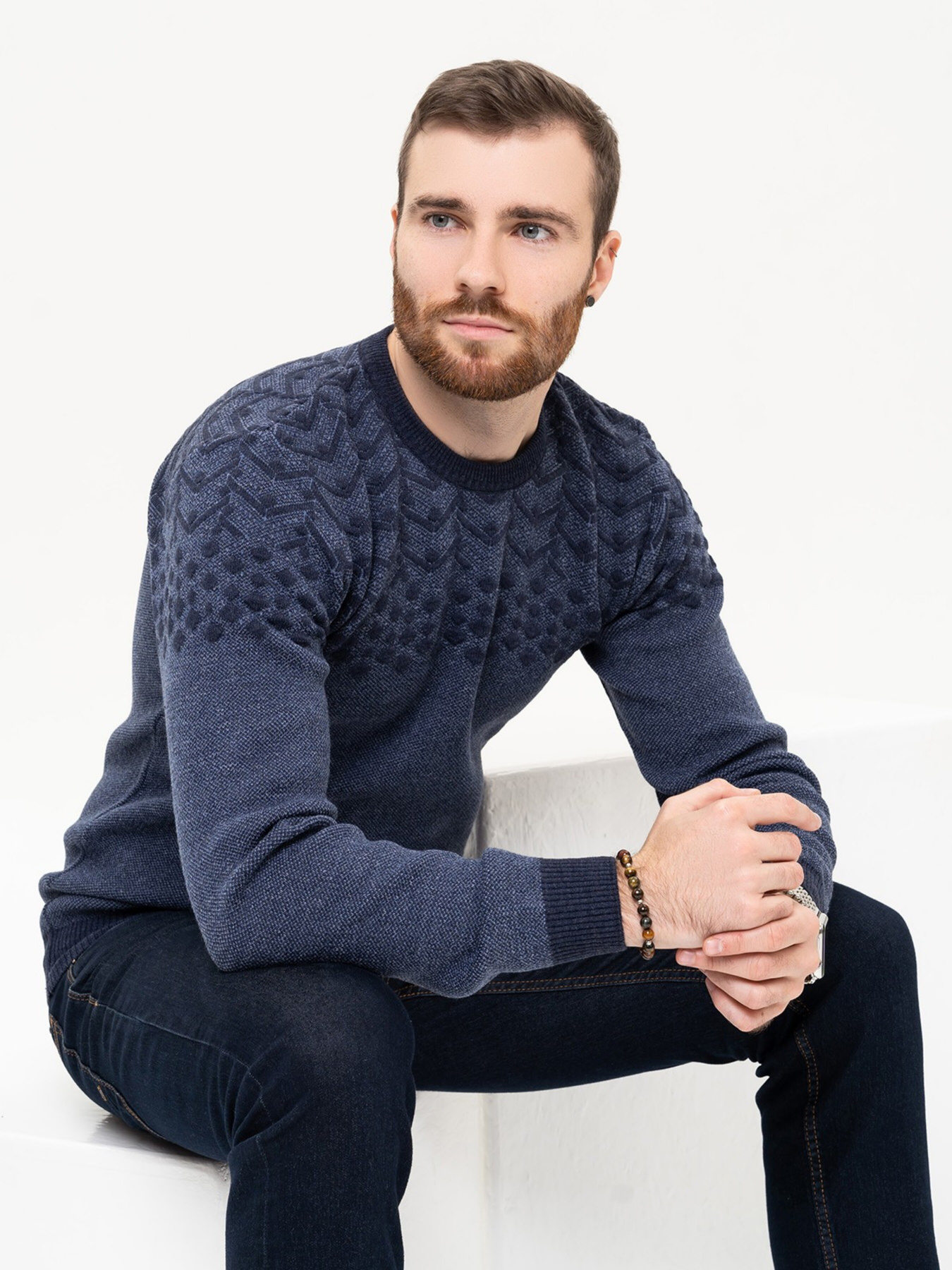 Джемпер ISSA Plus модель GN4-91_blue Джемпер ISSA Plus модель GN4-91_blue Фото