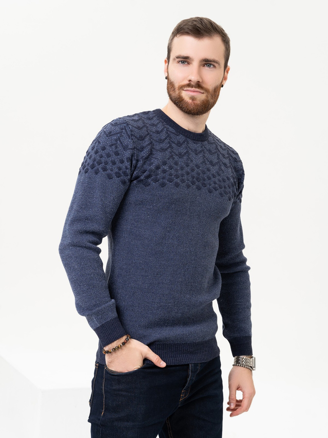 Джемпер ISSA Plus модель GN4-91_blue Джемпер ISSA Plus модель GN4-91_blue Фото