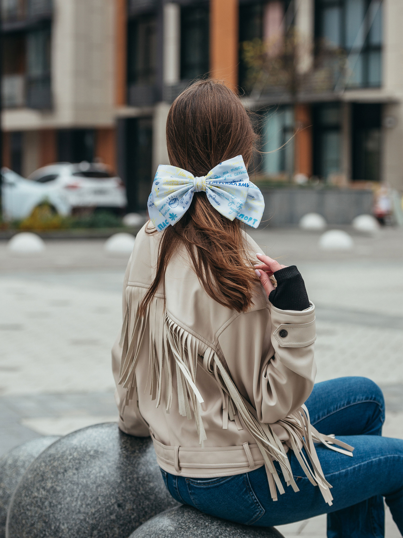 Желто-голубой бант. Коллекция "С Украиной в сердце" MyScarf модель mp169172 Фото