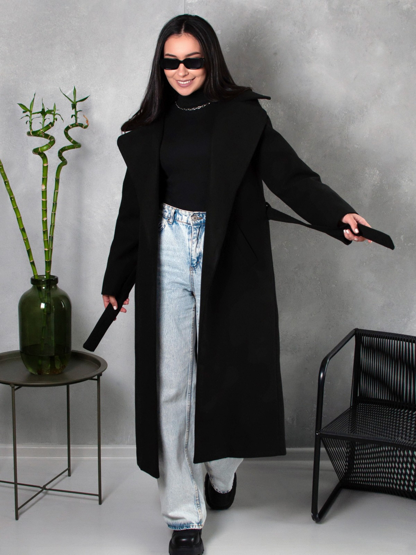 Пальто ISSA Plus модель 13540_black Фото