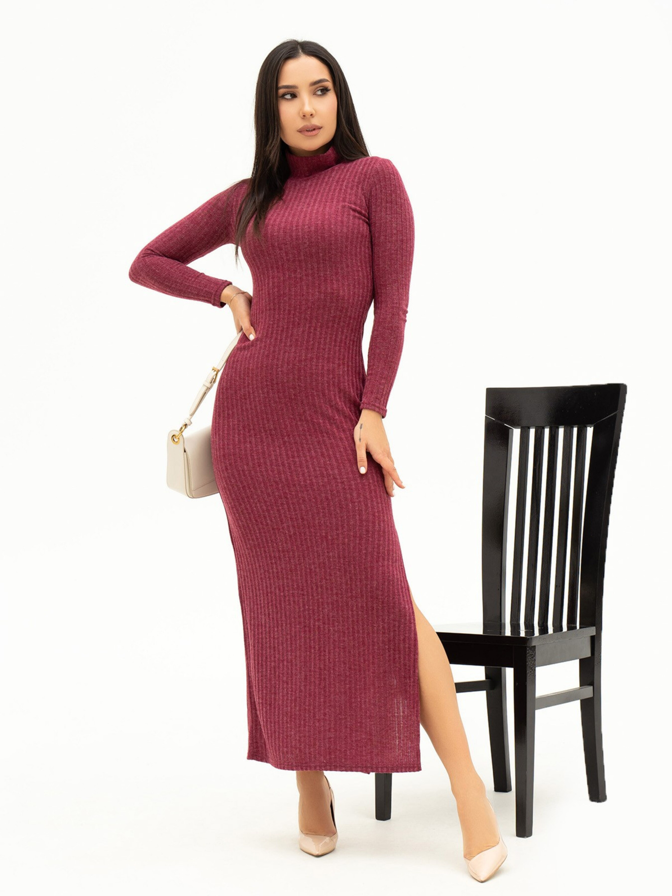 Сукня максі ISSA Plus модель 13678_burgundy Фото