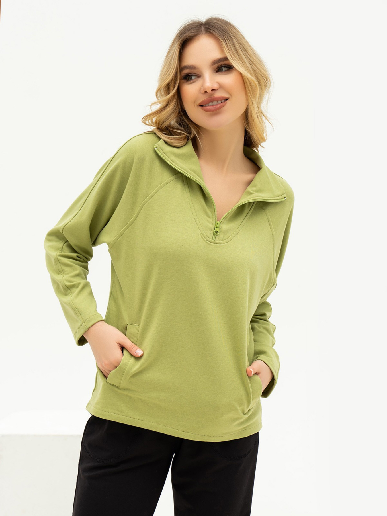 Кофта ISSA Plus модель 13683_olive Кофта ISSA Plus модель 13683_olive Фото