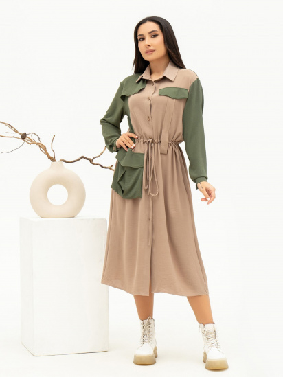 Сукня міді ISSA Plus модель 13701_beige - фото