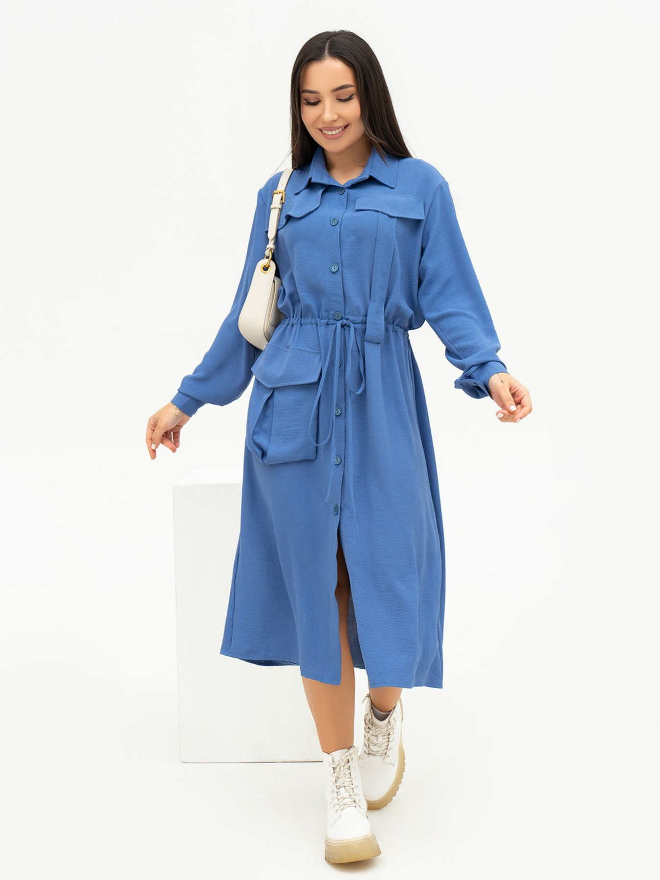 Платье миди ISSA Plus модель 13702_darkblue Фото