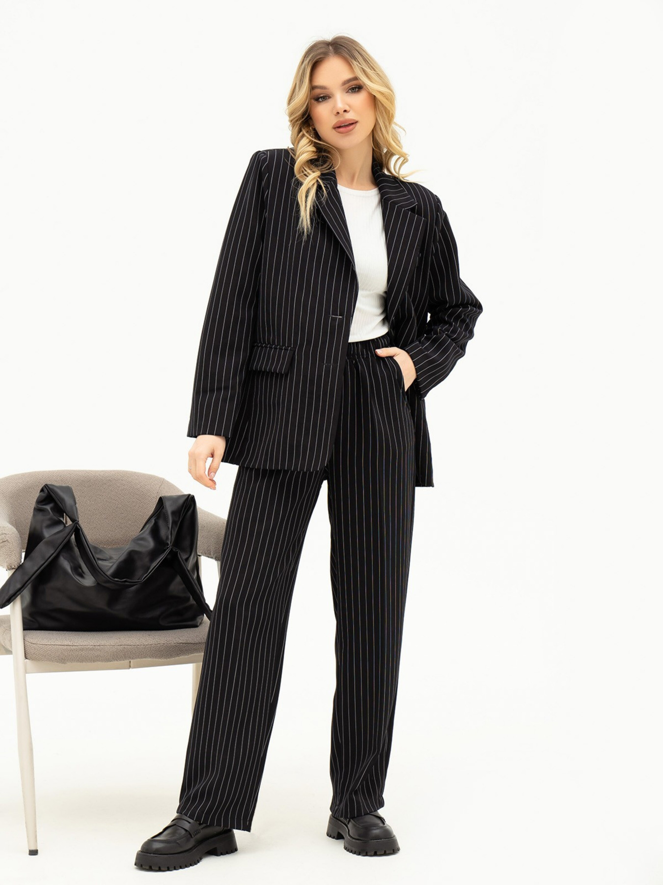 Діловий костюм ISSA Plus модель 13708_black Фото