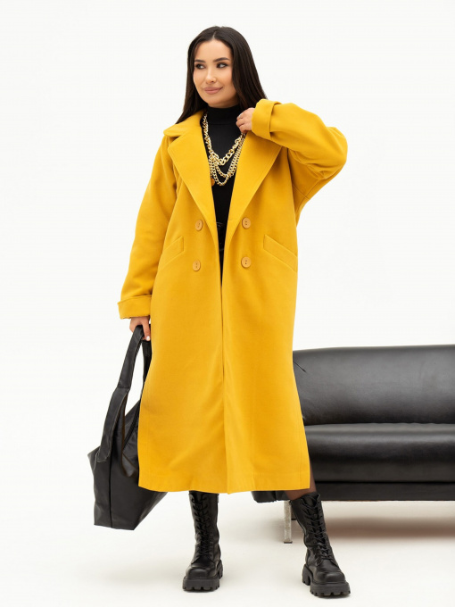 Пальто ISSA Plus модель 13713_mustard Фото