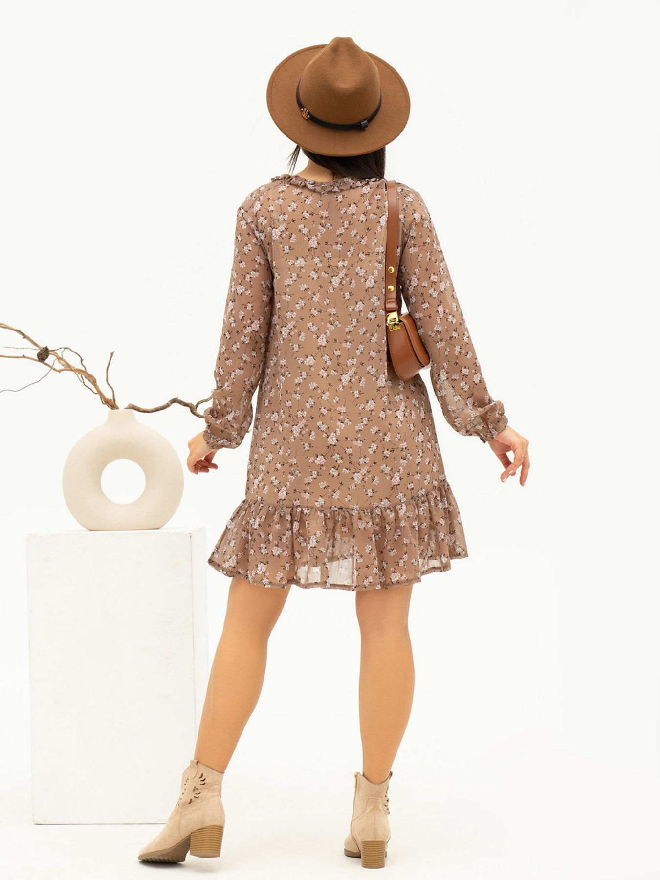 Платье мини ISSA Plus модель SA-452_beige Фото