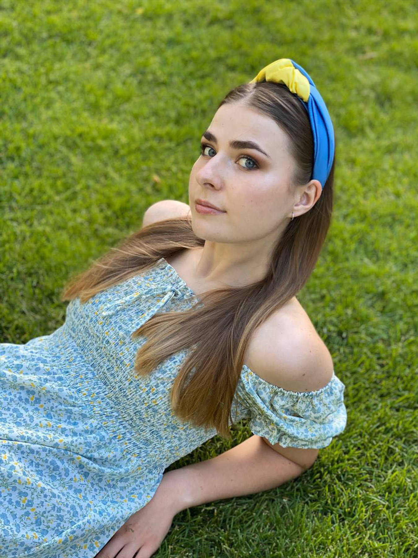 Желто-голубой обруч ручной работы. Коллекция "Украина" MyScarf модель mp196160 Фото