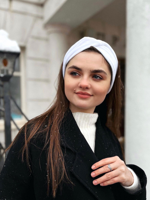 Белая бархатная повязка для волос MyScarf модель mp196163 Фото